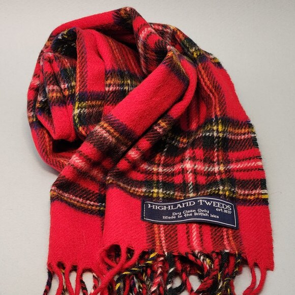 Royal Stewart Tartan Plaid 100% Merino Wool Scarf - Picture 1 of 8